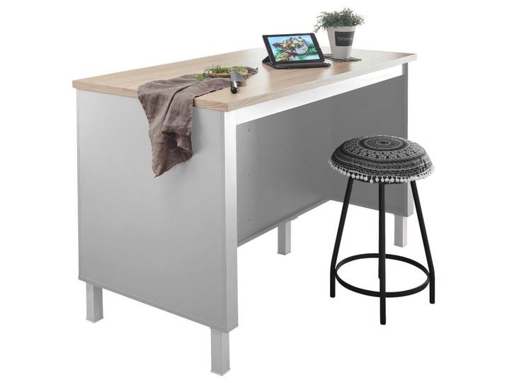 P & B Kücheninsel, Weiß, Sonoma Eiche, nur wie online abgebildet bestellbar, 138x90x75 cm, Küchen, Küchenzeilen & Küchenblöcke, Küchenzeilen