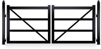 ALEKO Dual Swing Driveway Gate Farm Style Collection Hot-Dipped Galvanized Steel Black Powder-Coated Finish Posts and Hardware