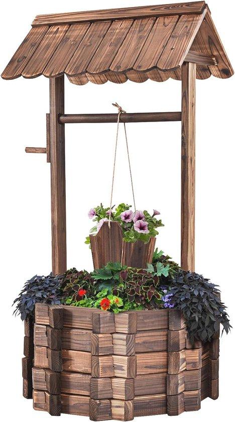 Famanu Gartenbrunnen mit Holzfass und Wellendach - Korrosions- und Feuchtigkeitsbeständig