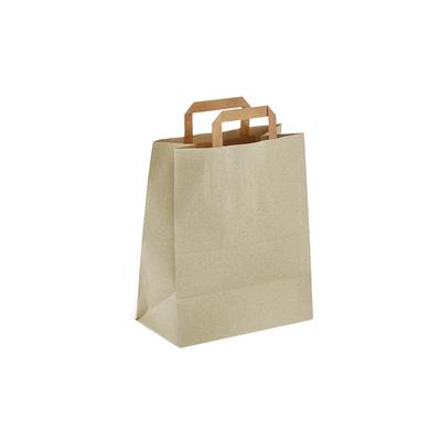 250 Bio Graspapier Tragetaschen Papiertragetaschen mit Grasanteil 18+12x28cm braun