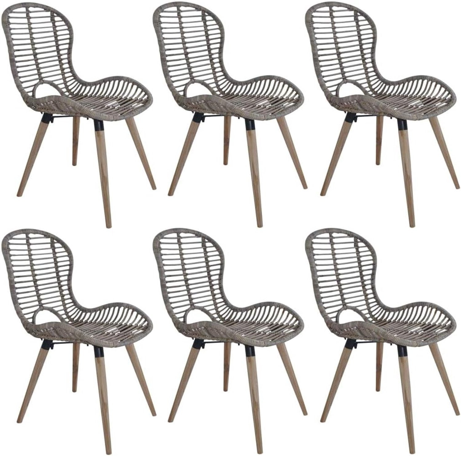 Moderne eetkamerstoelen van natuurlijk rotan voor binnen en buiten