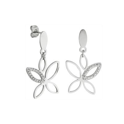 Paar Ohrhänger JOBO "Ohrringe mit 36 Kristallsteinen", silber (edelstahlfarben), Ohrringe, Damen, Edelstahl, Edelstahl