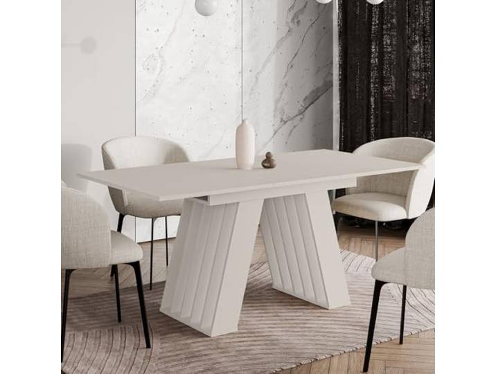 Home Collective Esstisch ausziehbar Tisch Küchentisch Esszimmertisch Ausziehtisch erweiterbar bis 160 cm modern Esszimmer Küche Wohnzimmer Möbel 120-160x80x75 cm Cashmere