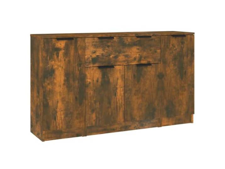 Fisinber Sideboard Set 3-Teilig, Kommode Räuchereiche Holzwerkstoff Vielseitige Anrichte für Wohnzimmer und Schlafzimmer mit 6 Fächern und 1 Schublade für geordnete Aufbewahrung.