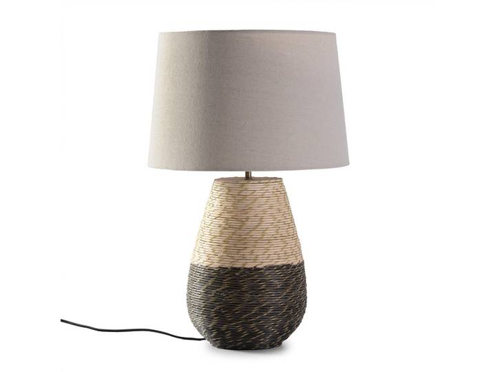 VS Venta-stock Tischleuchte 40/40/63 Botan, Beige, Naturmaterialen, Rund,Rund, E27, 40x63x40 cm, Lampen & Leuchten, Innenbeleuchtung, Tischlampen