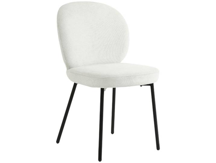 Ambia Home Stuhl, Schwarz, Weiß, Holz, Metall, Pappel, Sperrholz, Rundrohr, 49x86x64 cm, Bsci, Esszimmer, Stühle, Polsterstühle