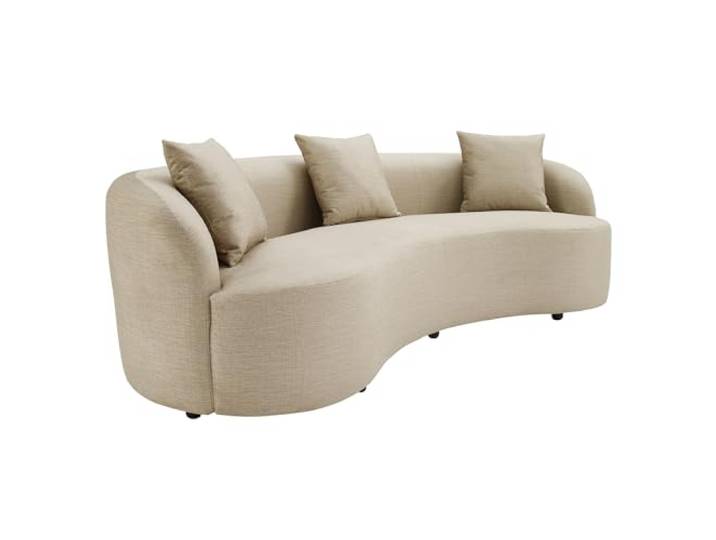 Riess Ambiente Modernes Sofa Atelier - 230cm - beige - Samt 3-Sitzer Couch inkl. Kissen abgerundetes Design