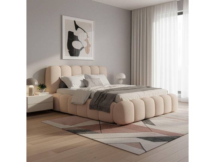 Juskys Polsterbett Catania - Bubble Design - 140 x 200 cm - Beige