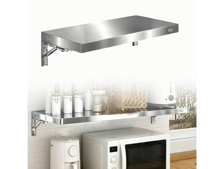 Wrhnkf Wandklapptisch, Servierregal für Imbissstände, Klappbare Werkbank aus Edelstahl, leicht zu reinigen & platzsparend, für Imbissfenster und Foodtrucks(80X30CM)