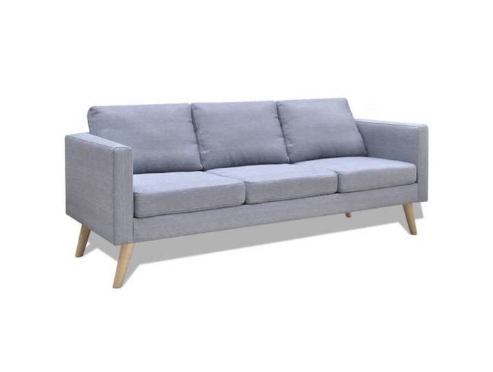 Canapé 3 Places Tissu Gris Clair Canapé de Séjour Mobilier de Salon 242219