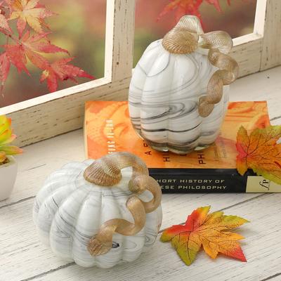 Glitzhome Thanksgiving Various Handblown Glass Pumpkins Fall Table Centerpieces