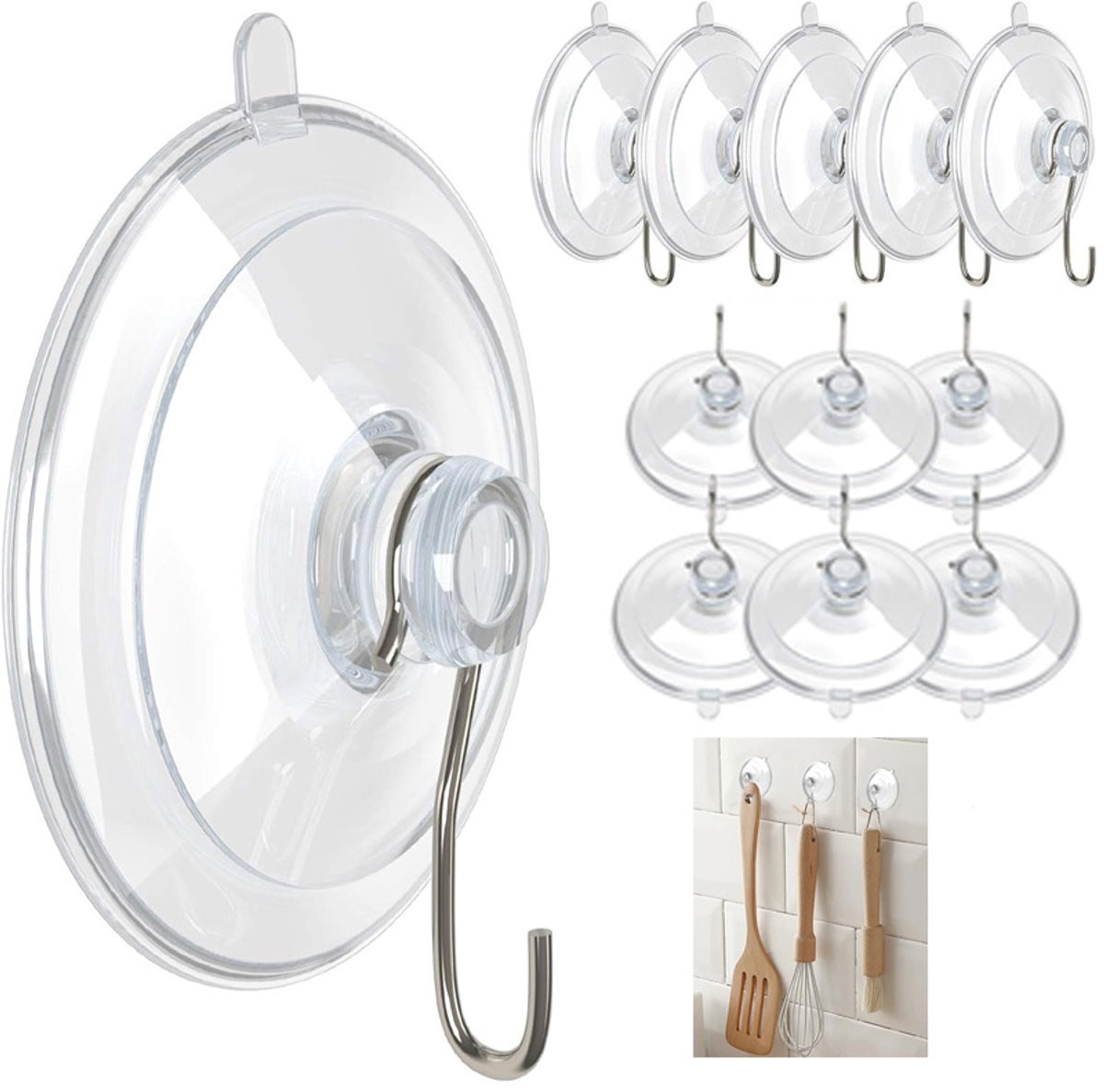 12 stuks Transparante PVC Zuignaphaken met Metalen Haken voor Keuken en Badkamer