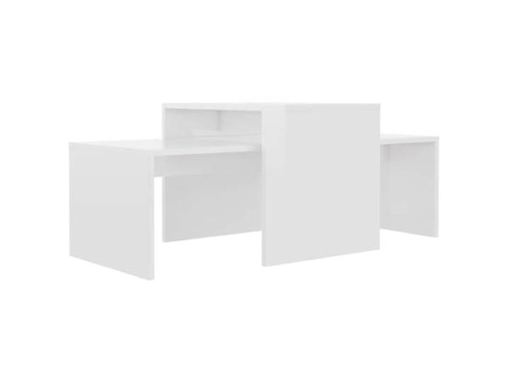LASWWQMRF 2er Set Couchtisch Hochglanz-Weiß 100x48x40 cm Holzwerkstoff Platzsparender Ineinander-Schachteltisch aus robustem Holzwerkstoff für Wohnzimmer und Telefontisch-Nutzung.