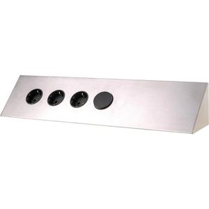 Heitronic Tischsteckdose VO-28185, mit 2 m Schuko Kabel, silber, 3-fach