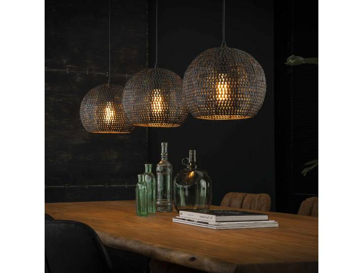 Hanglamp Goran 3-lamps - Zwart Bruin