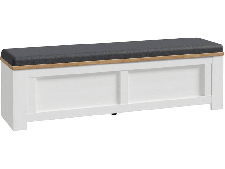 Sitztruhe FORTE Bohol , grau (riviera eiche, sibiu lärche hell), B:135cm H:42cm T:34,8cm, Spanplatte, Sitzbänke, Sitztruhe, aufklappbar Stauraum, gepolstert