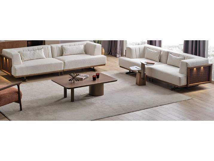 JVmoebel Sofa Modernes Wohnzimmer Set 2x Sofa Couchtisch Beistelltisch, 4 Teile