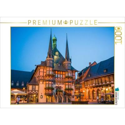 CALVENDO Puzzle Rathaus Wernigerode bei Nacht | 1000 Teile Lege-Größe 64x48cm Foto-Puzzle für glückliche Stunden