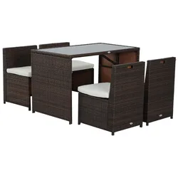 GARTENMÖBEL Set, Stahl, PE Braun+Khaki