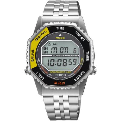 Digitaluhr SEIKO, silber (silberfarben, gelb), Armbanduhren, Herren, Digitaluhr, Quarzuhr, Armbanduhr, Damenuhr, Herrenuhr, Edelstahlarmband, digital
