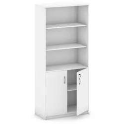 Regalschrank mit Türen MIRELLI, 800 x 400 x 1800 mm, weiß