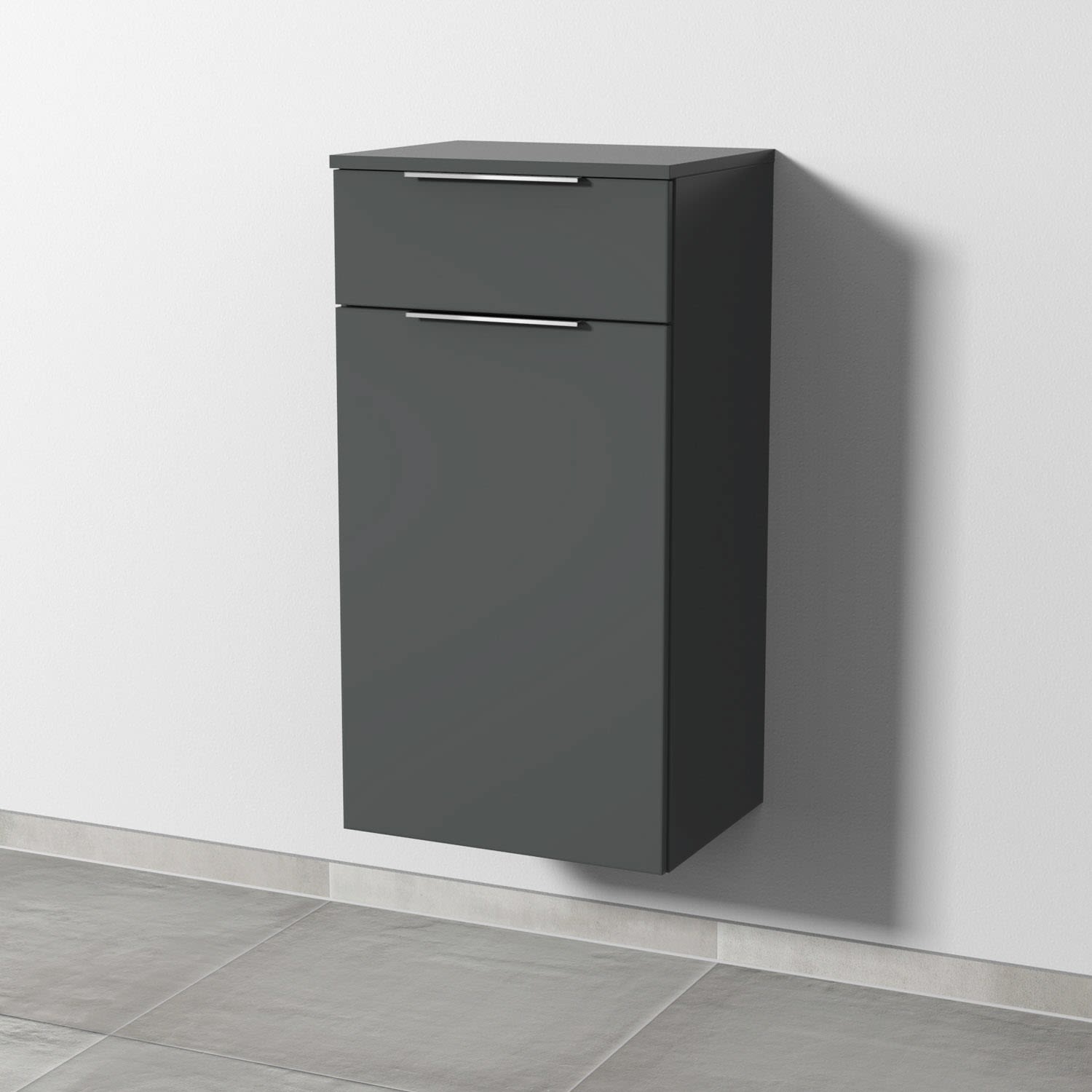 Sanipa 3way Mittelschrank 45 cm, 1 Auszug, 1 Wäschekorbklappe, mit Aufsatz-Griff, Badmöbel, UM15422, - B:45 T: 34,5 H: 85 cm