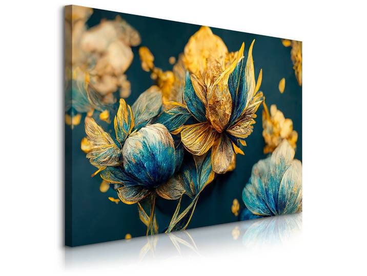 LEINWANDBILD Abstrakte Blumen 3D Glamour Stil 90cm x 60cm