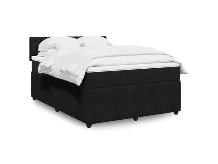 RJPLMFV Bett, Velours, Schwarz, 140 x 190 cm, mit Taschenfederkernmatratze Lattenrost inklusive, abnehmbarer Bezug, individuelle Unterstützung, atmungsaktive Oberfläche