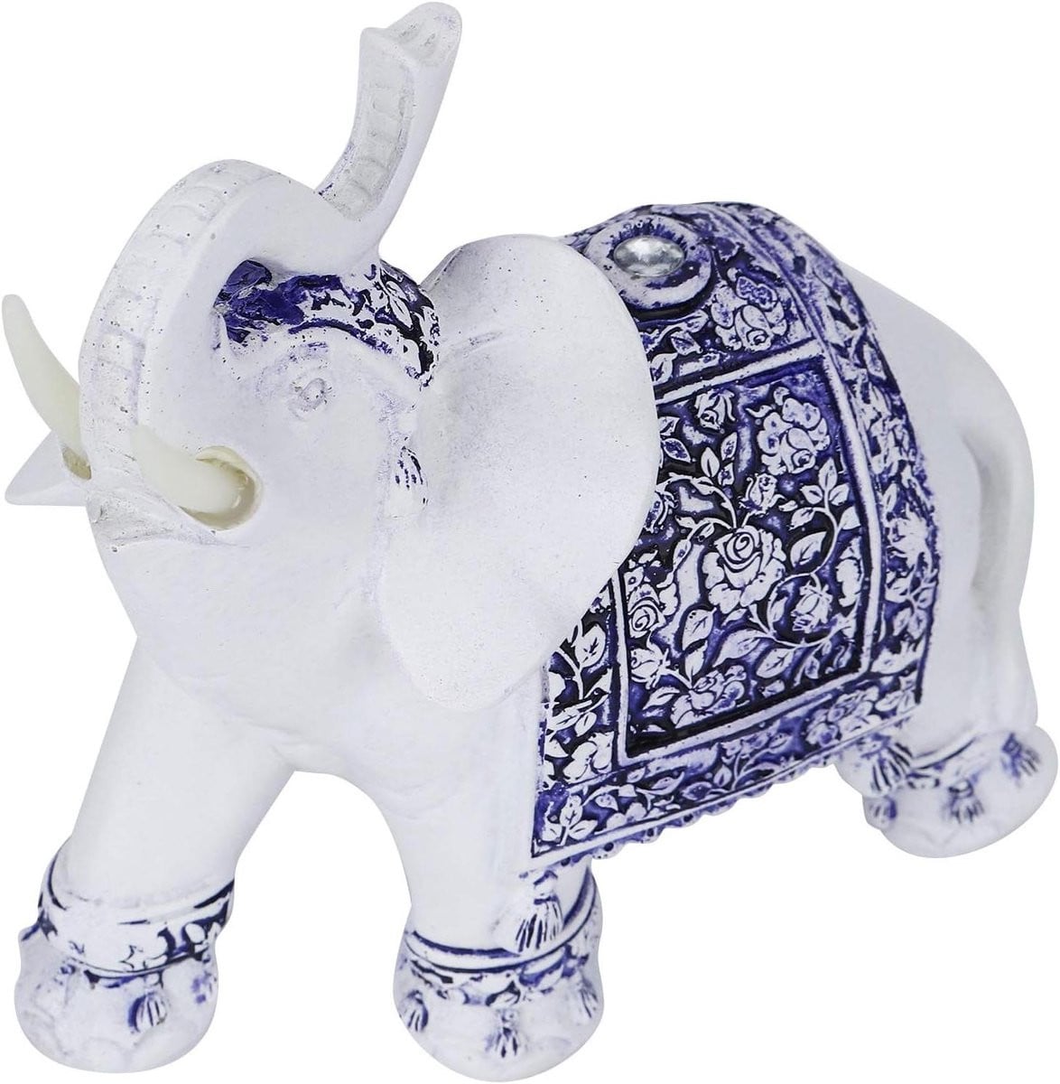 Blauw wit decoratief dierenbeeldje van hars voor op tafel