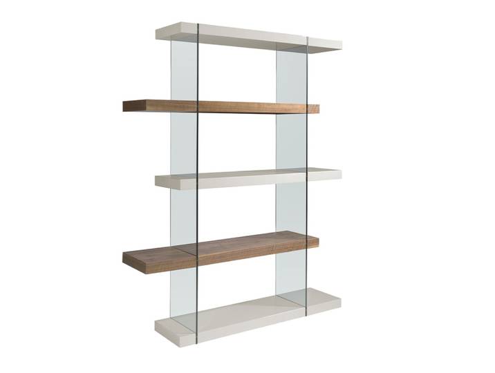 Étagère effet bois noyer et gris perle