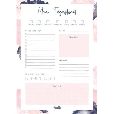 Teachly Tagesplaner A4, undatiert, 50 Blatt, Rose