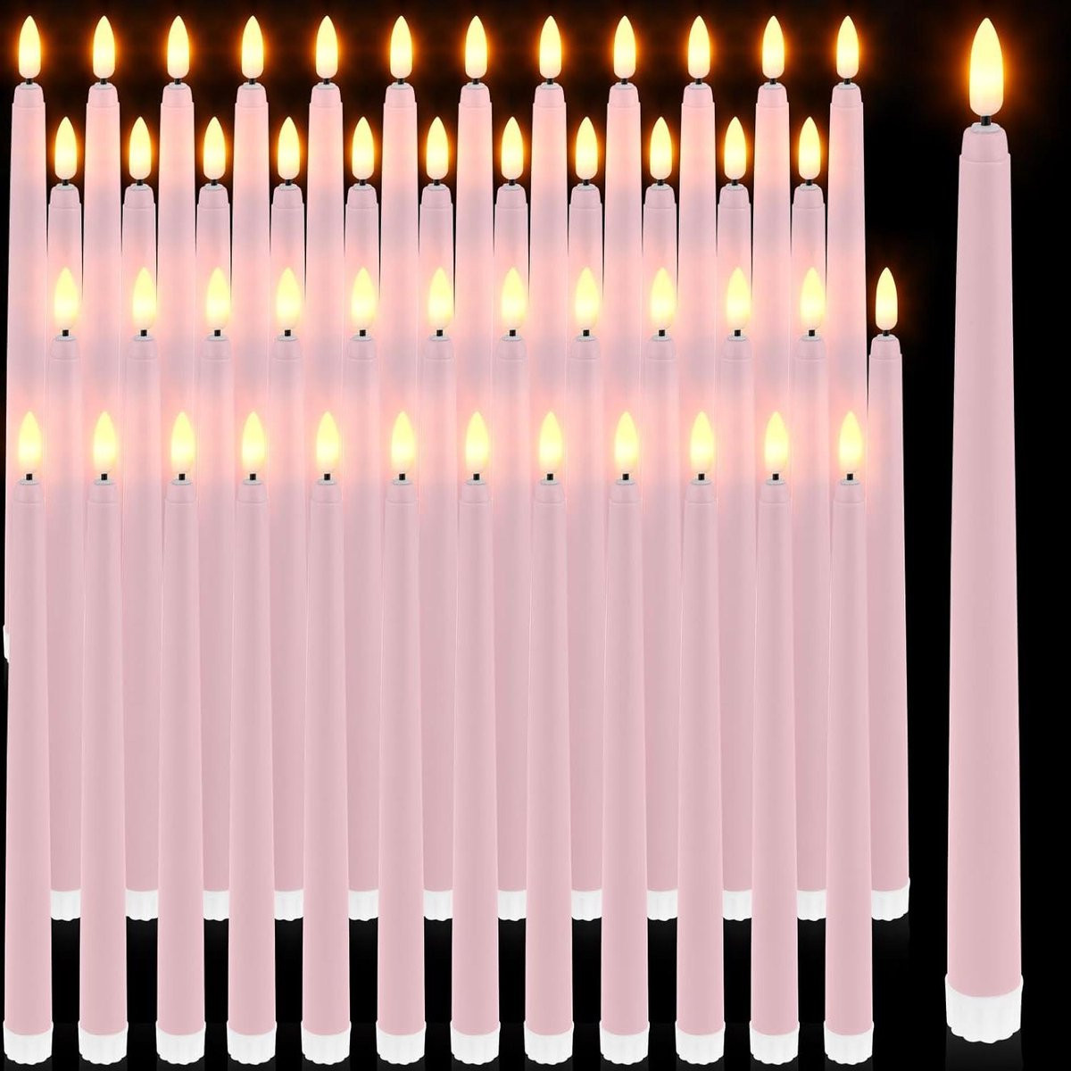 Set van 48 roze LED tapkaarsen met realistische vlam voor een feestelijke sfeer