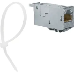 Hager Modular-Buchse, Cat6A (IEC), RJ45 8(8), Geschirmt, geeignet für Rundkabel, grau, Schneidklemme IDC, VZ314RJ