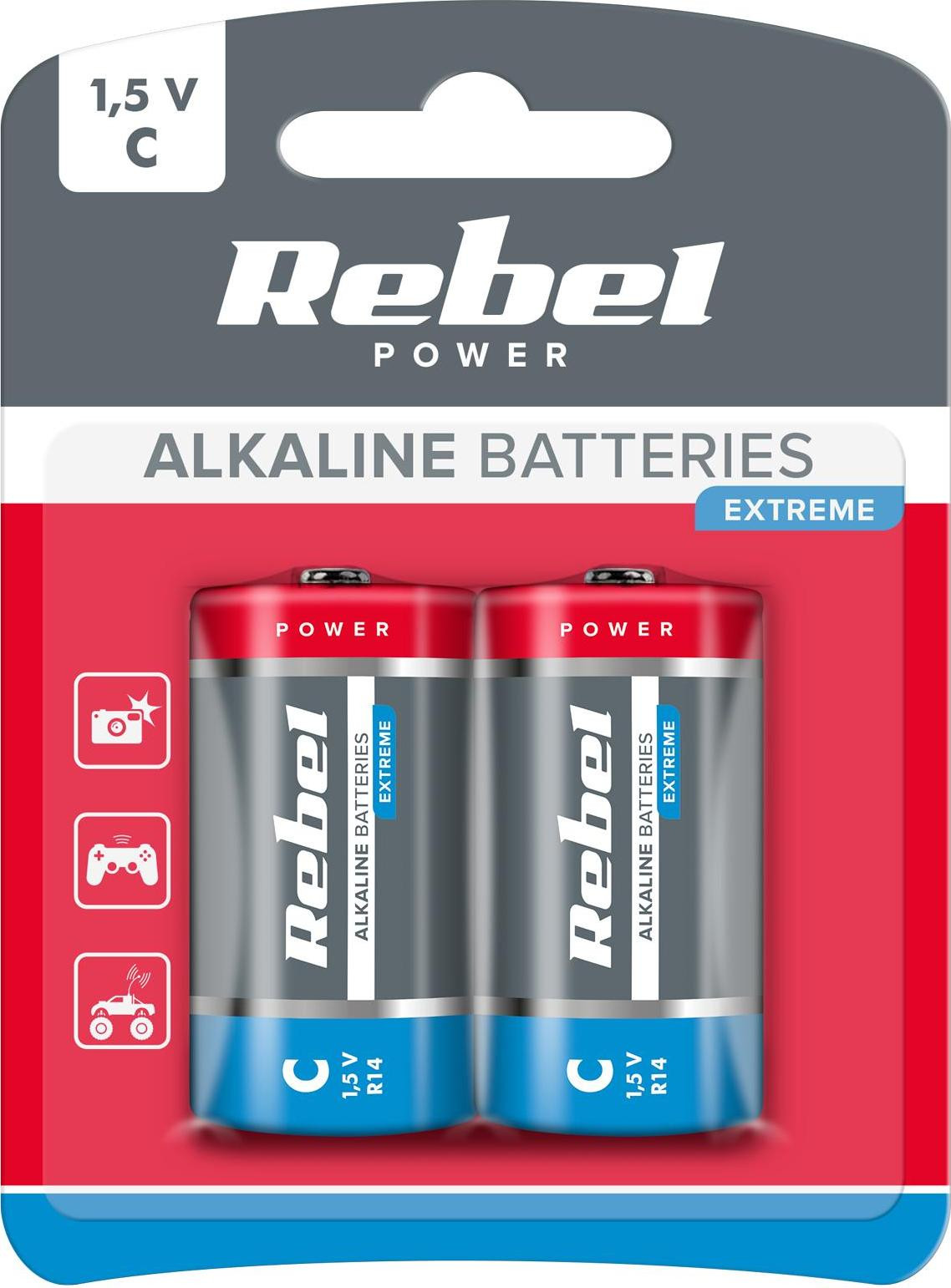 Rebel Extreme LR14 R14 C alkaline batterij 2 stuks