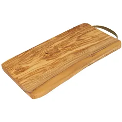 Natura Punto Rechteckiges Brett aus 100% Olivenholz mit Messinggriff, 30x16x2,4 cm, Schneidebrett, Braun