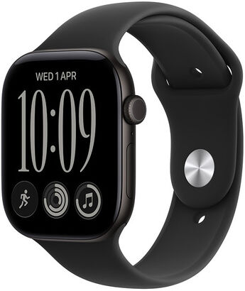 Apple Watch Series 12 GPS, cassa 42 mm in alluminio nero con cinturino Sport nero - M/L