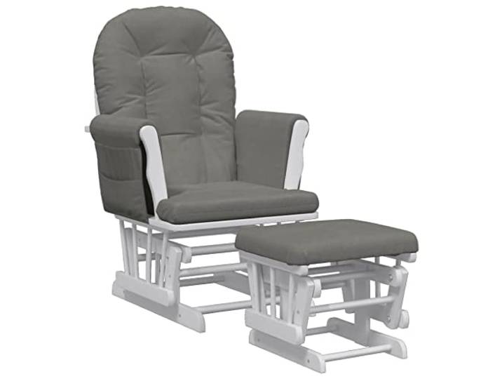 vidaXL Schaukelsessel mit Hocker, Schaukelstuhl für Kinderzimmer Schlafzimmer Wohnzimmer, Relaxsessel mit Gleitfunktion, Gleitender Schaukelsessel Relaxstuhl, Dunkelgrau Stoff