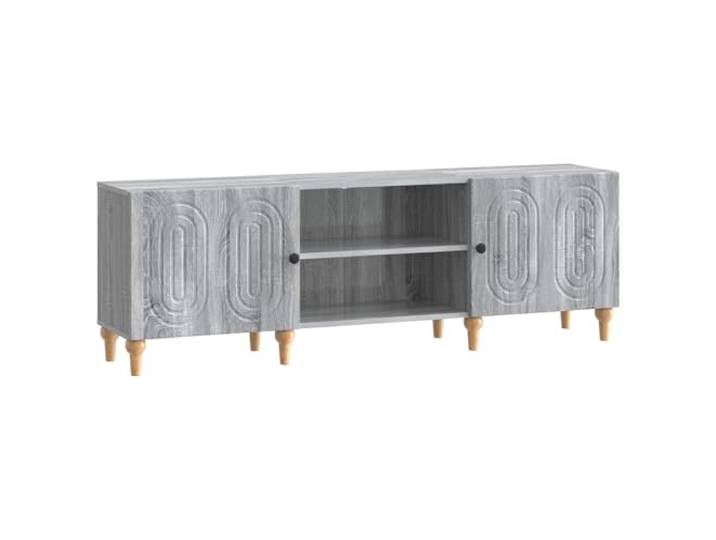 KUPTYERFG TV-Schrank Graues Sonoma 150x31x50 cm Holzwerkstoff Lowboard Modernes Lowboard mit Streifenmuster, 90° Schwenktüren und Regalfächern für Wohnzimmer und Schlafzimmer.