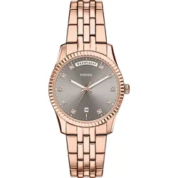 Fossil Quarz / 3 Zeiger DAY-Datum Scarlette ES5459 - Gray,rosegoldfarben - 34mm