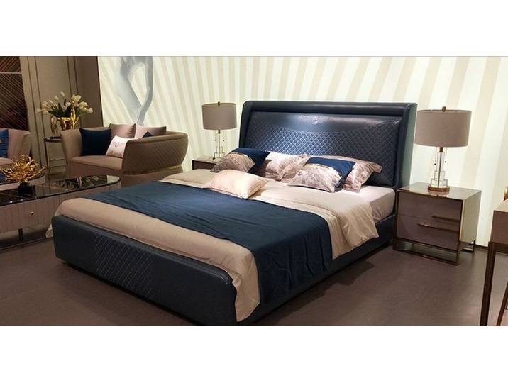 Xlmoebel Polsterbett Moderne Doppelbett aus Leder im Designer-Stil für Paare, Made in Europa