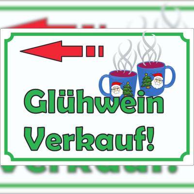 HB-Druck Glühwein Werbeaufkleber mit Pfeil nach links Aufkleber A5 (148x210mm)