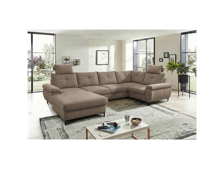 Mid.you Wohnlandschaft Solei U, Taupe, Kunststoff, 4-Sitzer, Ottomane links, U-Form, 334x188 cm, Liegefunktion, Wohnzimmer, Sofas & Couches, Wohnlandschaften, Wohnlandschaft U-Form