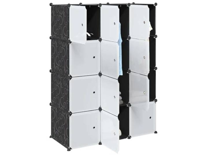 HGFDSAWE Steckregal 12 Fächer Modulares Ordnungssystem PP Weiß 109.5x143cm Platzsparend, Stabiler Polypropylen-Kunststoff, Inklusive Kleiderstangen
