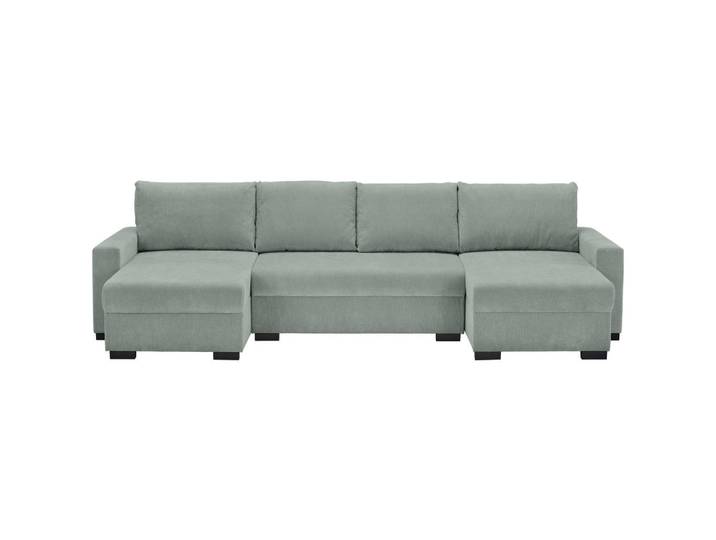Ti'me Wohnlandschaft, Hellgrau, Kunststoff, 3-Sitzer, Füllung: Schaumstoff, U-Form, 328x140 cm, Liegefunktion, Rücken echt, Wohnzimmer, Sofas & Couches, Wohnlandschaften, Wohnlandschaft U-Form
