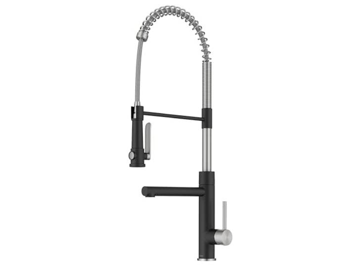 KRAUS Artec KPF-1605SFSMB Pro Commercial Style 2-Funktions-Einhebel-Küchenarmatur mit Topffüller in fleckenfreiem Edelstahl/Mattschwarz, KPF-1605SFSMB
