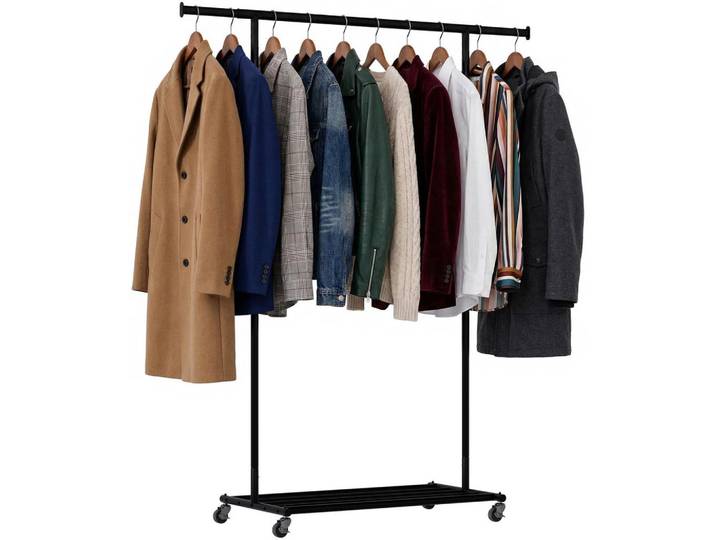 CLP Kleiderständer -Metall, Schwarz, 92x165x45 cm, Garderobe, Garderobenständer