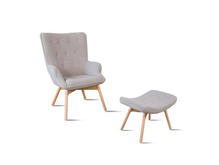Fauteuil scandinave gris bouclette - Stockholm
