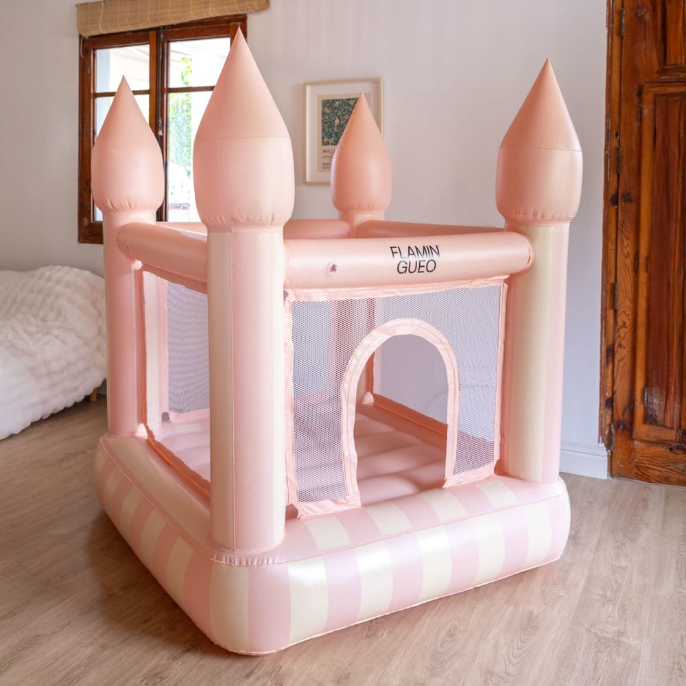 Flamingueo Château Gonflable PVC avec Gonfleur, Rose Rose 143x164x142cm
