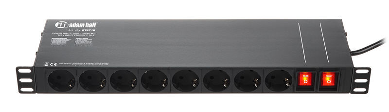 Adam Hall 874716 Power Strip 1 U 19" nero