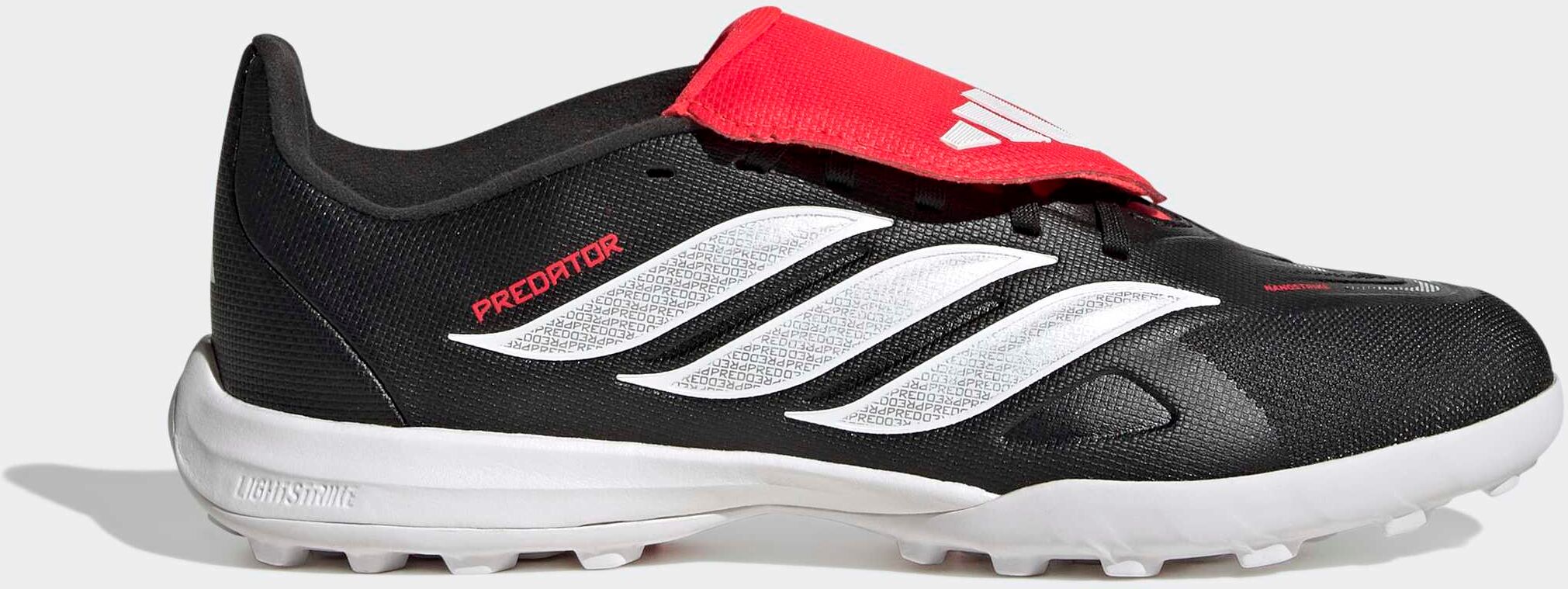 Fussballschuh ADIDAS PERFORMANCE "PREDATOR LEAGUE KIDS, ROLLRASEN, UMSCHLAGBARE ZUNGE", Jungen, Gr. 38,5, schwarz (core schwarz, ftwr weiß, lucid rot), Synthetik, Textil, Schuhe Fussballschuh, pour enfants et adolescents core schwarz, ftwr weiß, lucid rot